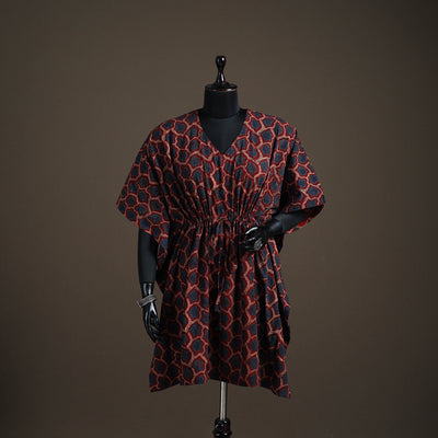 Ajrakh Hand Block Print Natural Dyed Cotton Kaftan (Medium) 74