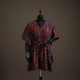 Ajrakh Hand Block Print Natural Dyed Cotton Kaftan (Medium) 74