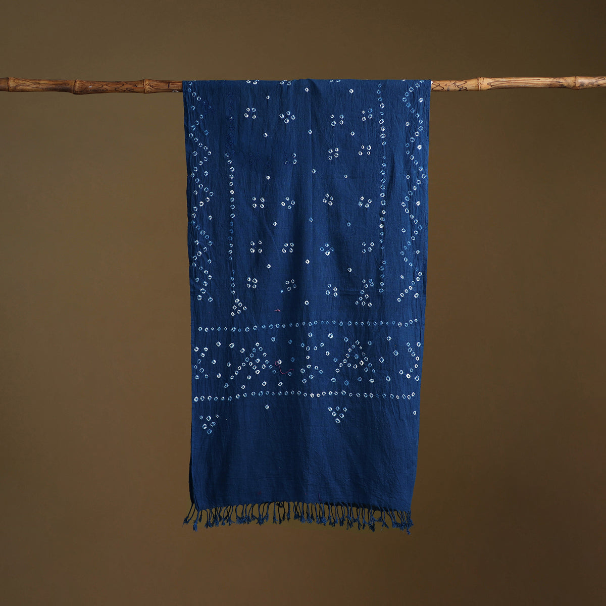 Kutch Handwoven Organic Kala Cotton Bandhani Stole 37