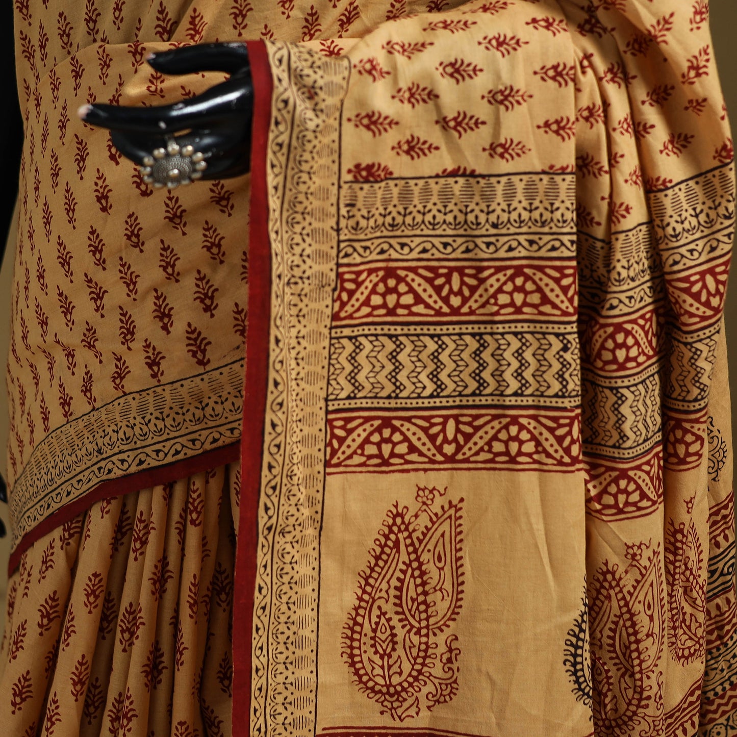 Bagh Hand Block Print Natural Dyed Cotton Saree 06