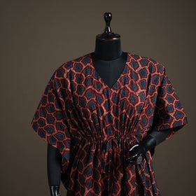 Ajrakh Hand Block Print Natural Dyed Cotton Kaftan (Medium) 74
