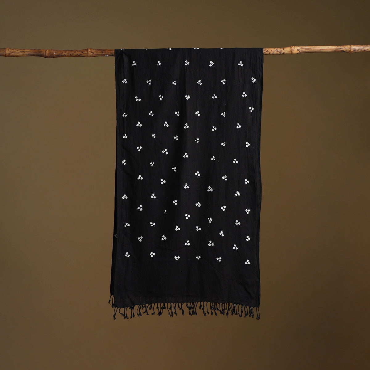 Kutch Handwoven Organic Kala Cotton Bandhani Stole 35