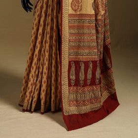 Bagh Hand Block Print Natural Dyed Cotton Saree 06