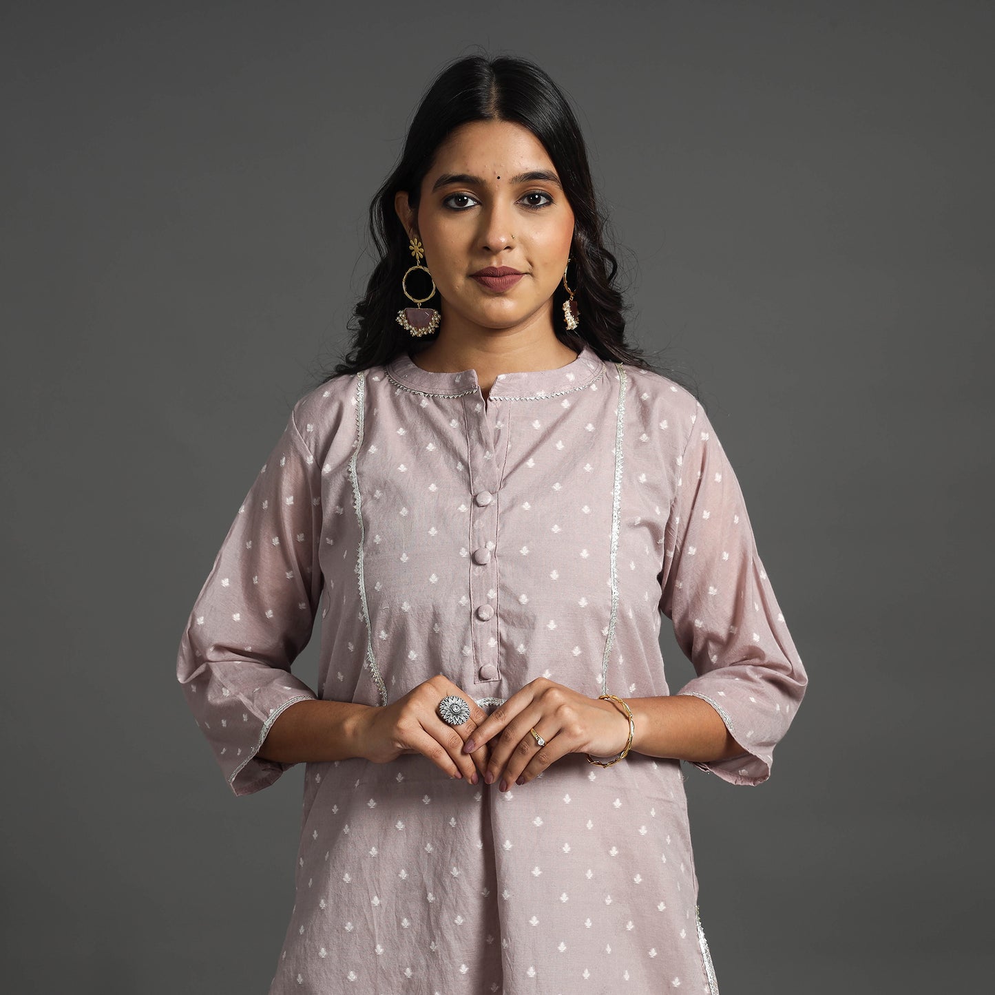 Light Pink - Handwoven Cutwork Cotton Banarasi Kurta 02