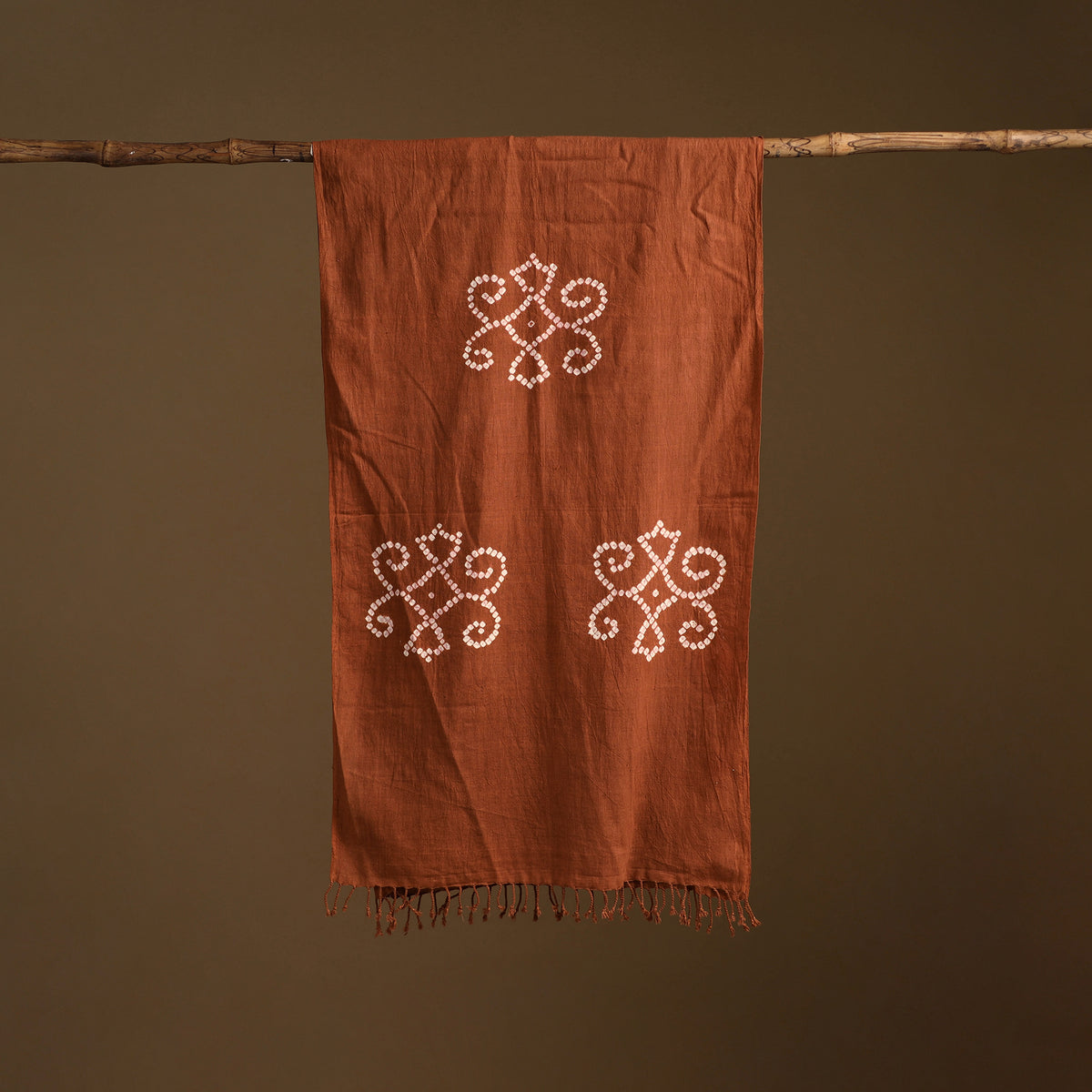 Kutch Handwoven Organic Kala Cotton Bandhani Stole 34