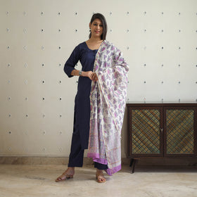 Blue - Bhagalpuri Linen Cotton Plain Kurta Set 05