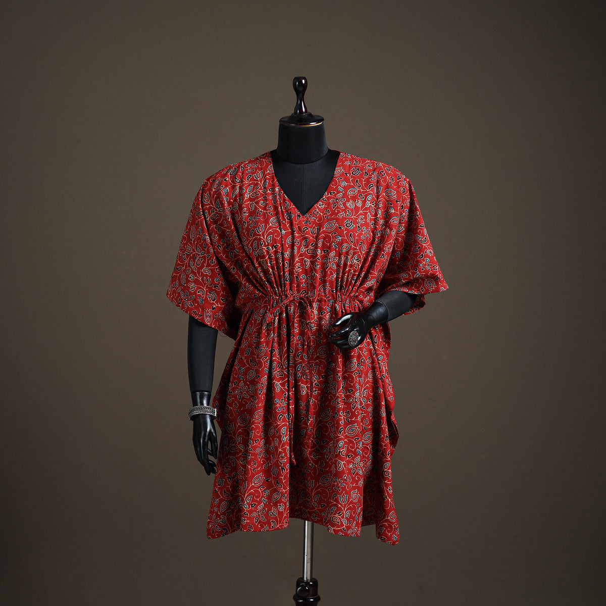 Ajrakh Hand Block Print Natural Dyed Cotton Kaftan (Medium) 75