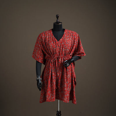 Ajrakh Hand Block Print Natural Dyed Cotton Kaftan (Medium) 75