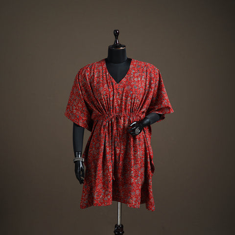 Ajrakh Hand Block Print Natural Dyed Cotton Kaftan (Medium) 75