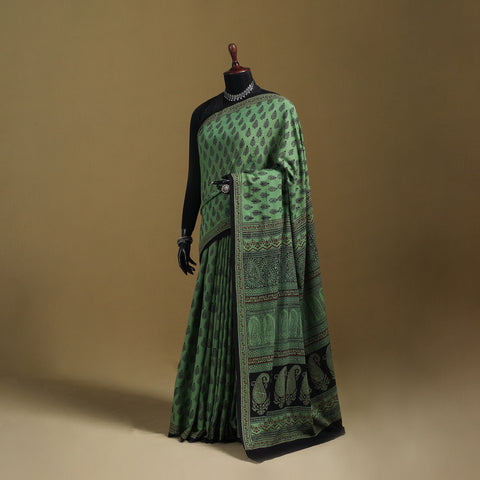 Bagh Hand Block Print Natural Dyed Cotton Saree 07