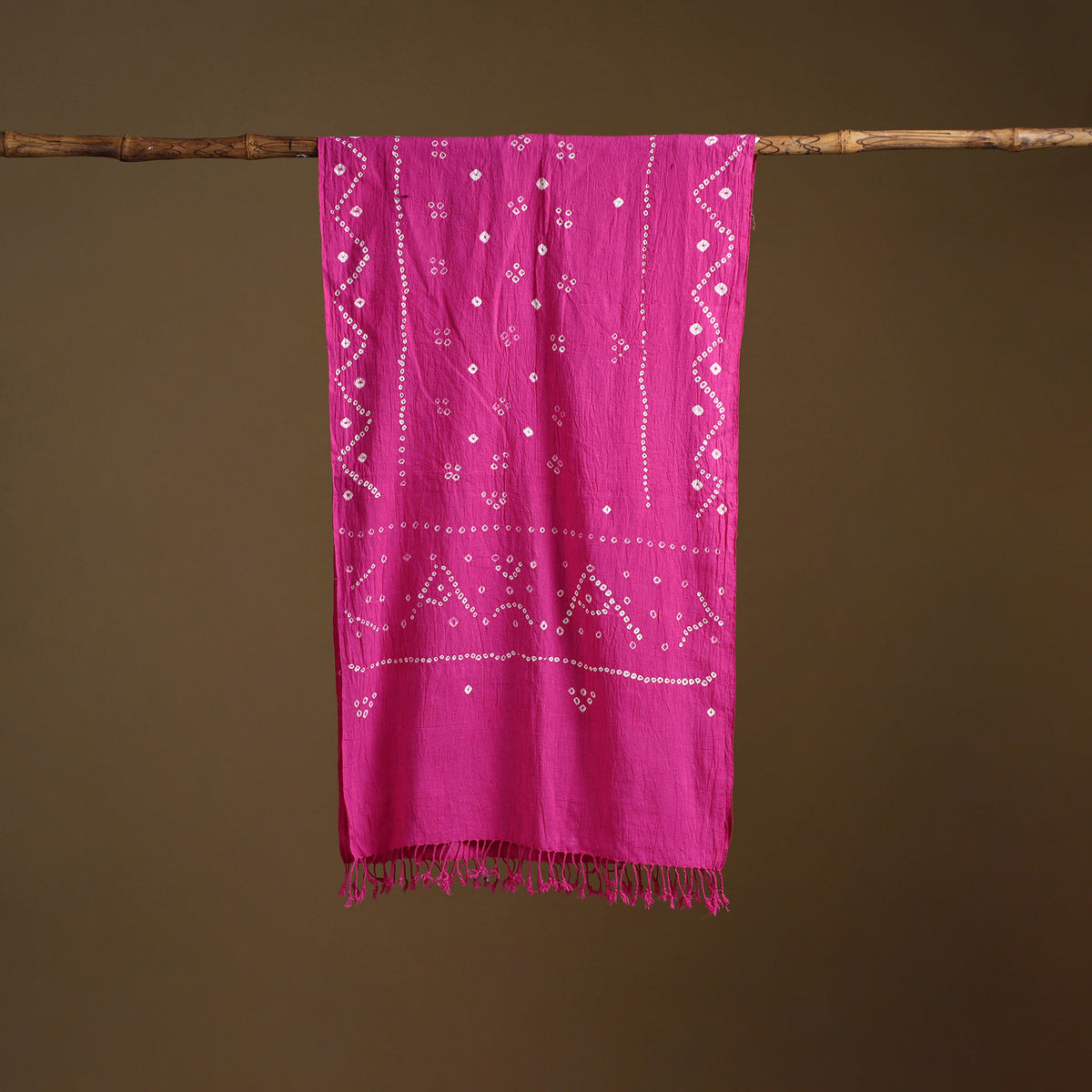Kutch Handwoven Organic Kala Cotton Bandhani Stole 31