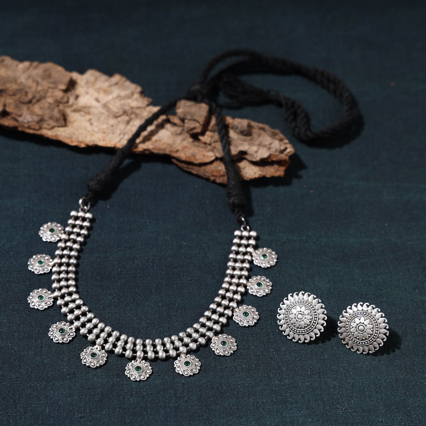 oxidised choker necklace set