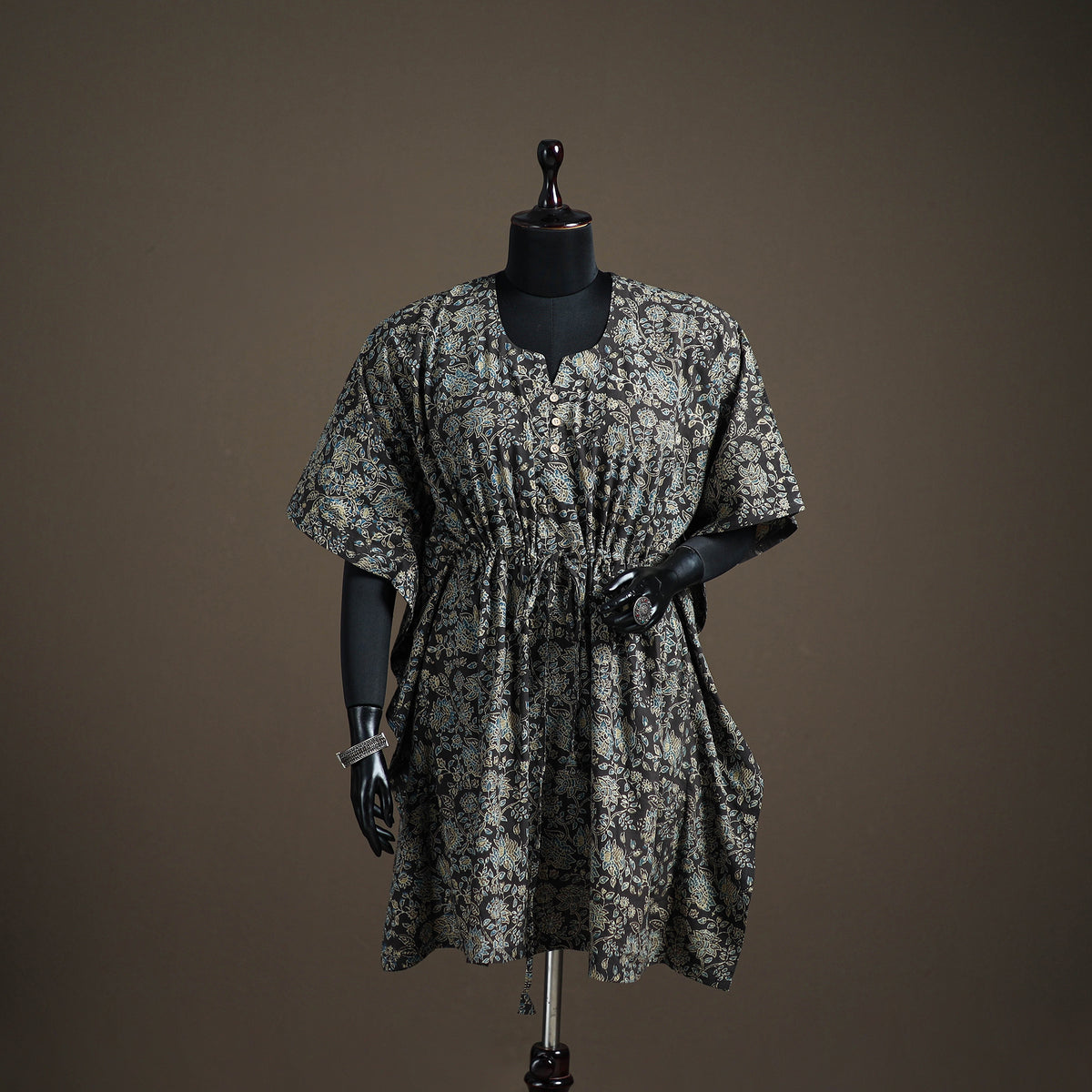Ajrakh Hand Block Print Natural Dyed Cotton Kaftan (Medium) 76