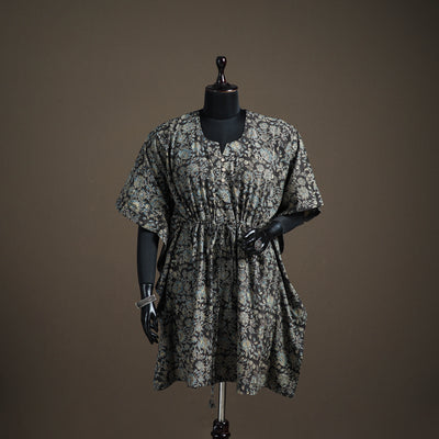 Ajrakh Hand Block Print Natural Dyed Cotton Kaftan (Medium) 76