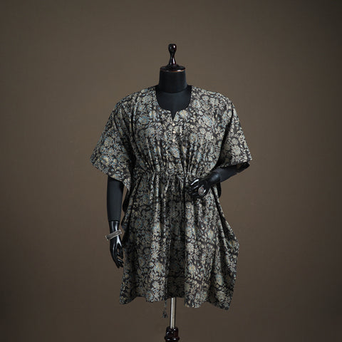Ajrakh Hand Block Print Natural Dyed Cotton Kaftan (Medium) 76
