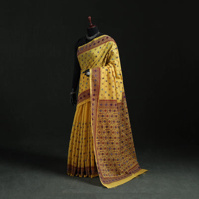 Bengal Kantha Hand Embroidery Silk Cotton Chapa Work Saree 15
