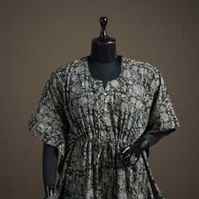 Ajrakh Hand Block Print Natural Dyed Cotton Kaftan (Medium) 76