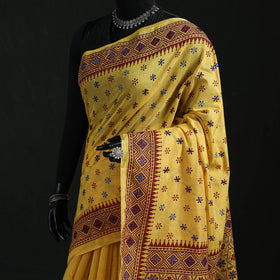 Bengal Kantha Hand Embroidery Silk Cotton Chapa Work Saree 15