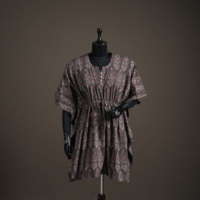 Ajrakh Hand Block Print Natural Dyed Cotton Kaftan (Medium) 77