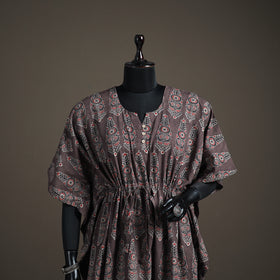 Ajrakh Hand Block Print Natural Dyed Cotton Kaftan (Medium) 77