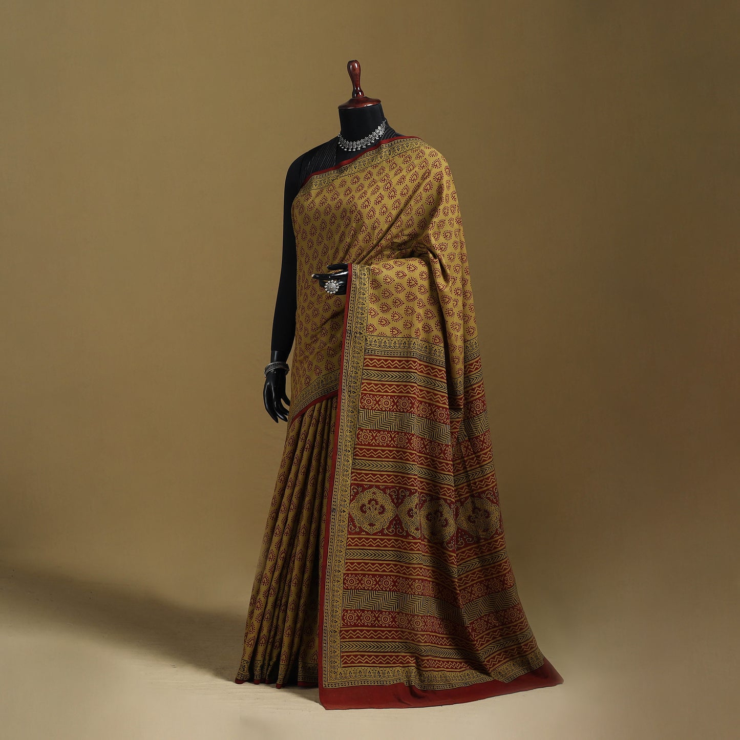 Bagh Hand Block Print Natural Dyed Cotton Saree 09