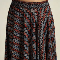 Multicolor - Hand Block Printed Cotton Long Ajrakh Skirt 06