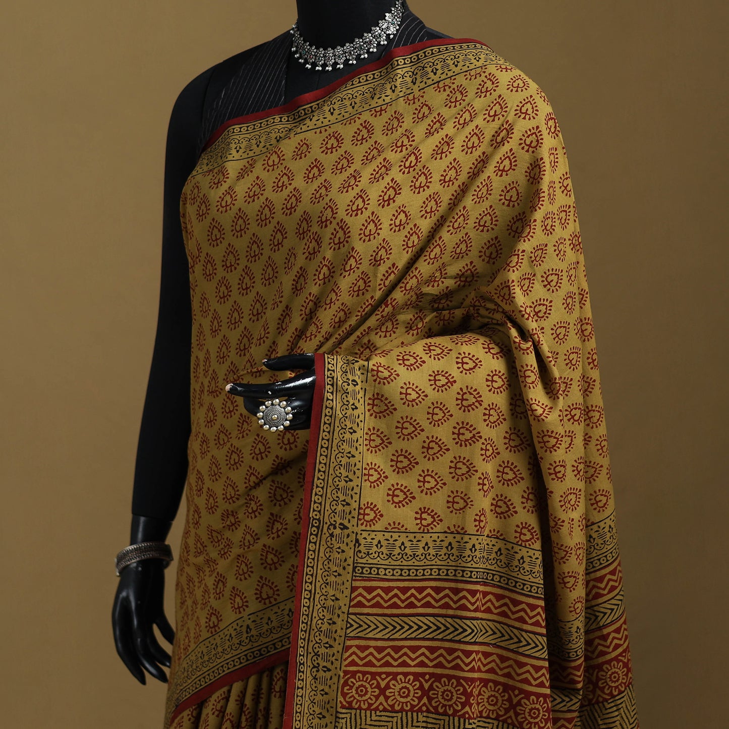 Bagh Hand Block Print Natural Dyed Cotton Saree 09