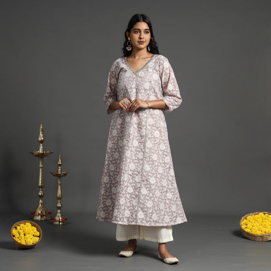 Light Pink - Handwoven Cutwork Cotton Banarasi Kurta 07