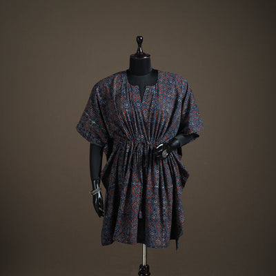 Ajrakh Hand Block Print Natural Dyed Cotton Kaftan (Medium) 78