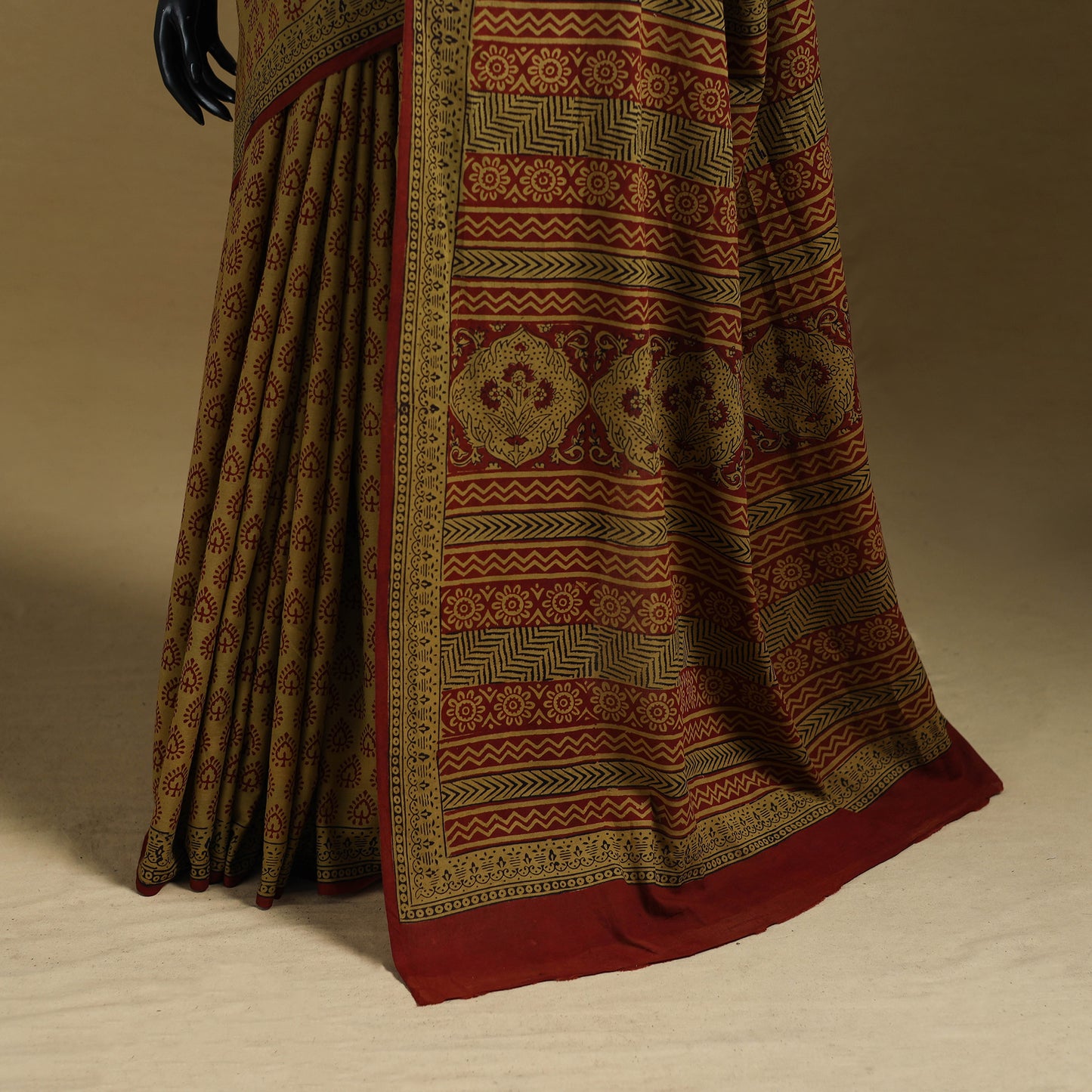 Bagh Hand Block Print Natural Dyed Cotton Saree 09