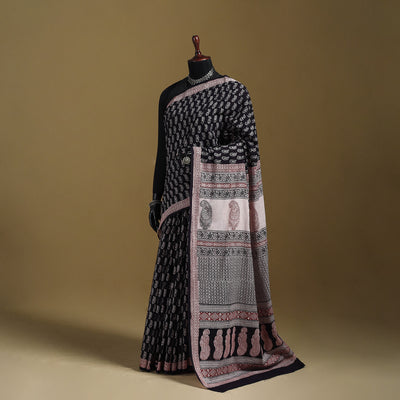Bagh Hand Block Print Natural Dyed Cotton Saree 10