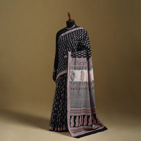 Bagh Hand Block Print Natural Dyed Cotton Saree 10
