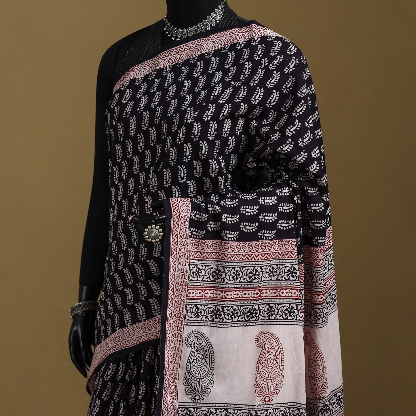 Bagh Hand Block Print Natural Dyed Cotton Saree 10