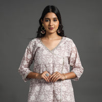 Light Pink - Handwoven Cutwork Cotton Banarasi Kurta 07