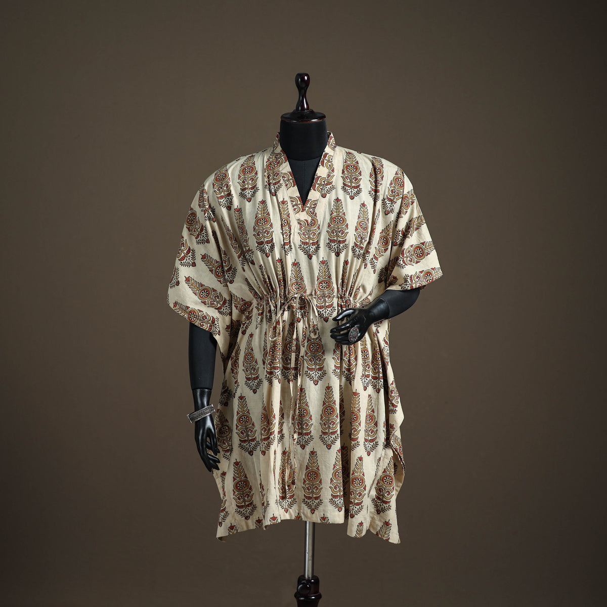 Ajrakh Hand Block Print Natural Dyed Cotton Kaftan (Medium) 79