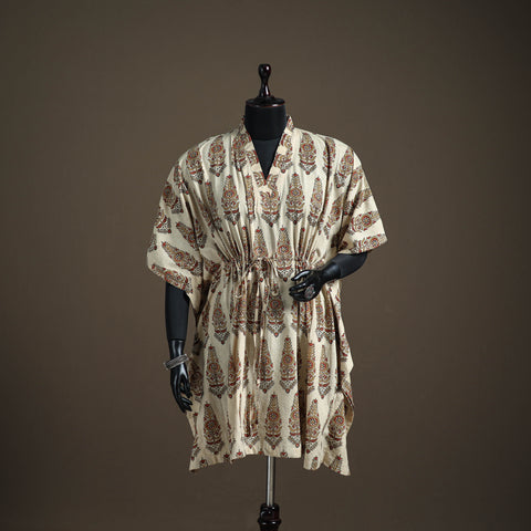 Ajrakh Hand Block Print Natural Dyed Cotton Kaftan (Medium) 79