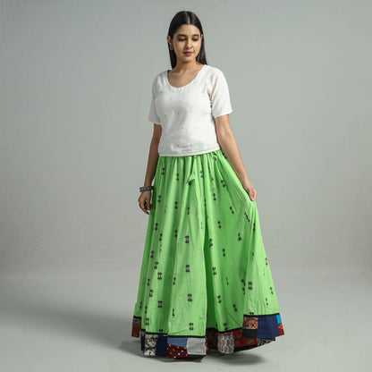 Green - Jacquard Patchwork 24 Kali Cotton Long Skirt 50