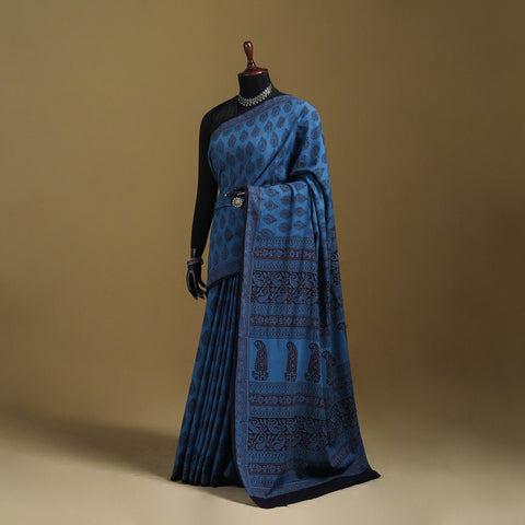 Bagh Hand Block Print Natural Dyed Cotton Saree 11