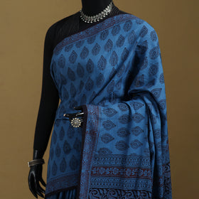 Bagh Hand Block Print Natural Dyed Cotton Saree 11
