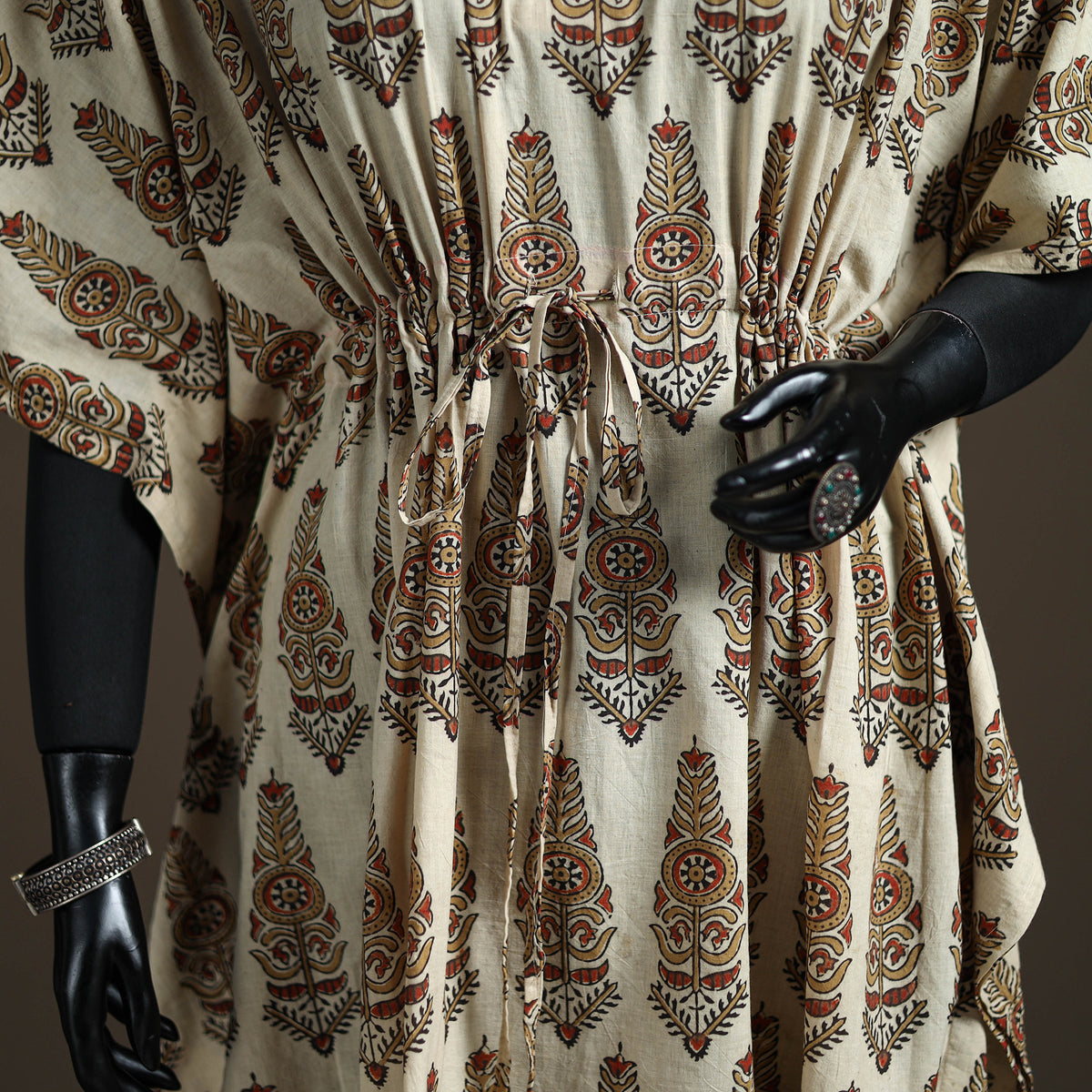 Ajrakh Hand Block Print Natural Dyed Cotton Kaftan (Medium) 79