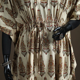 Ajrakh Hand Block Print Natural Dyed Cotton Kaftan (Medium) 79