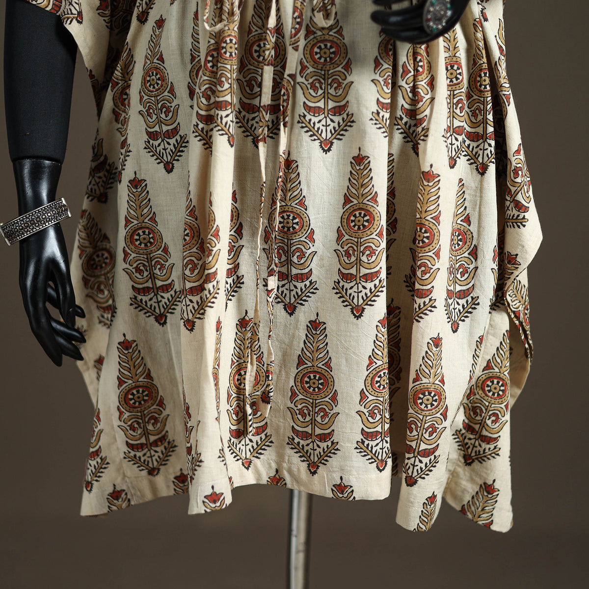 Ajrakh Hand Block Print Natural Dyed Cotton Kaftan (Medium) 79