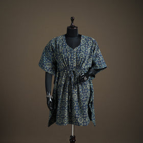 Ajrakh Hand Block Print Natural Dyed Cotton Kaftan (Medium) 80