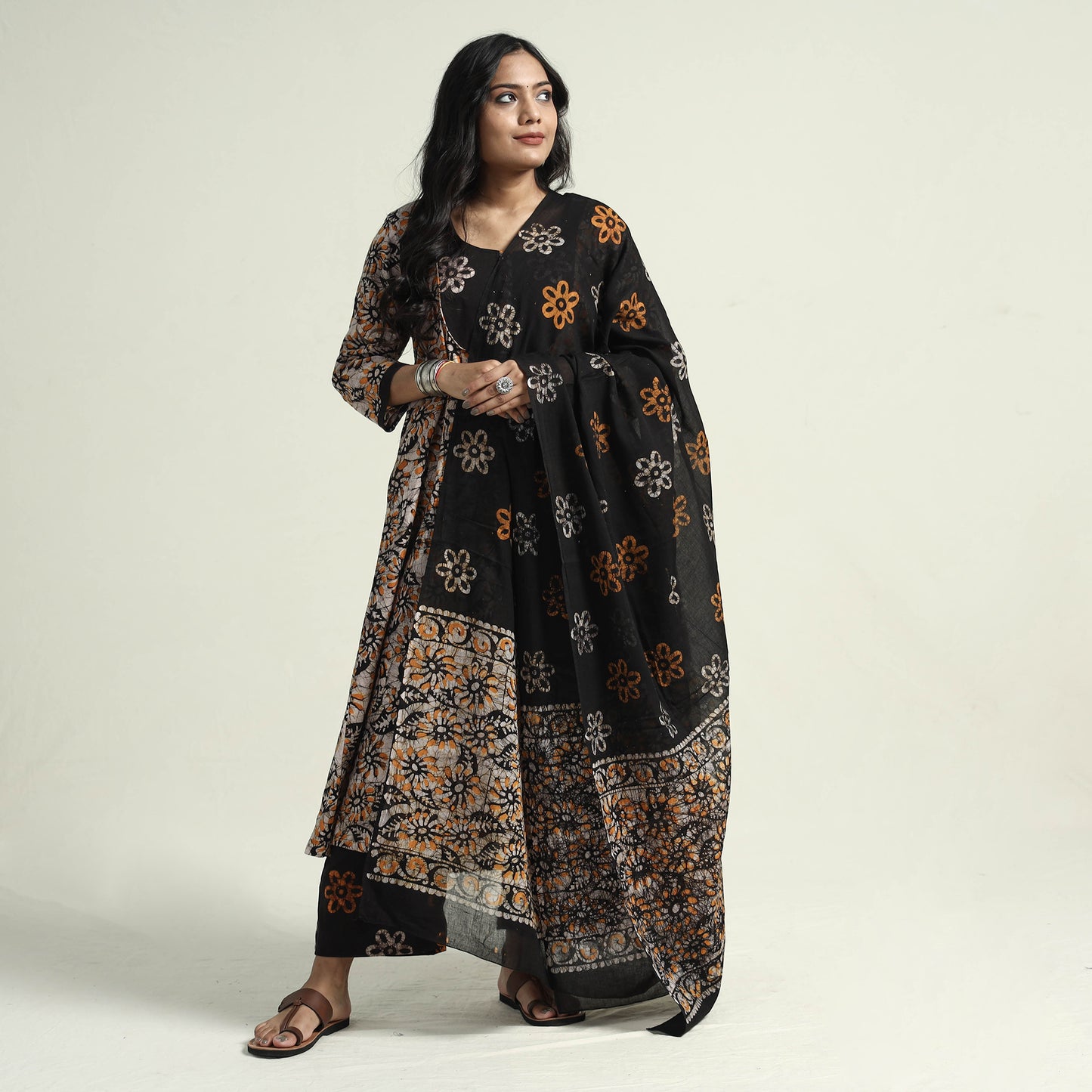 Batik Kurta with Palazzo & Dupatta Set