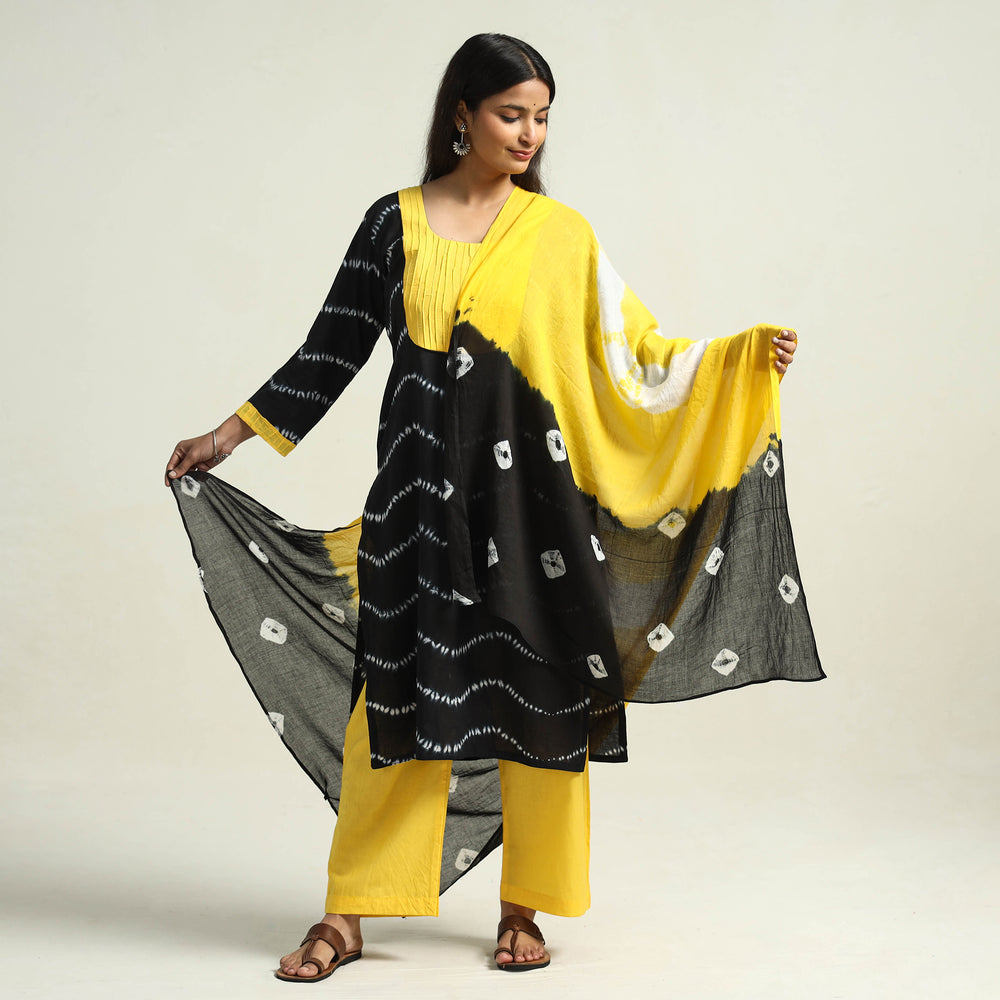 Shibori Kurta with Palazzo & Dupatta Set