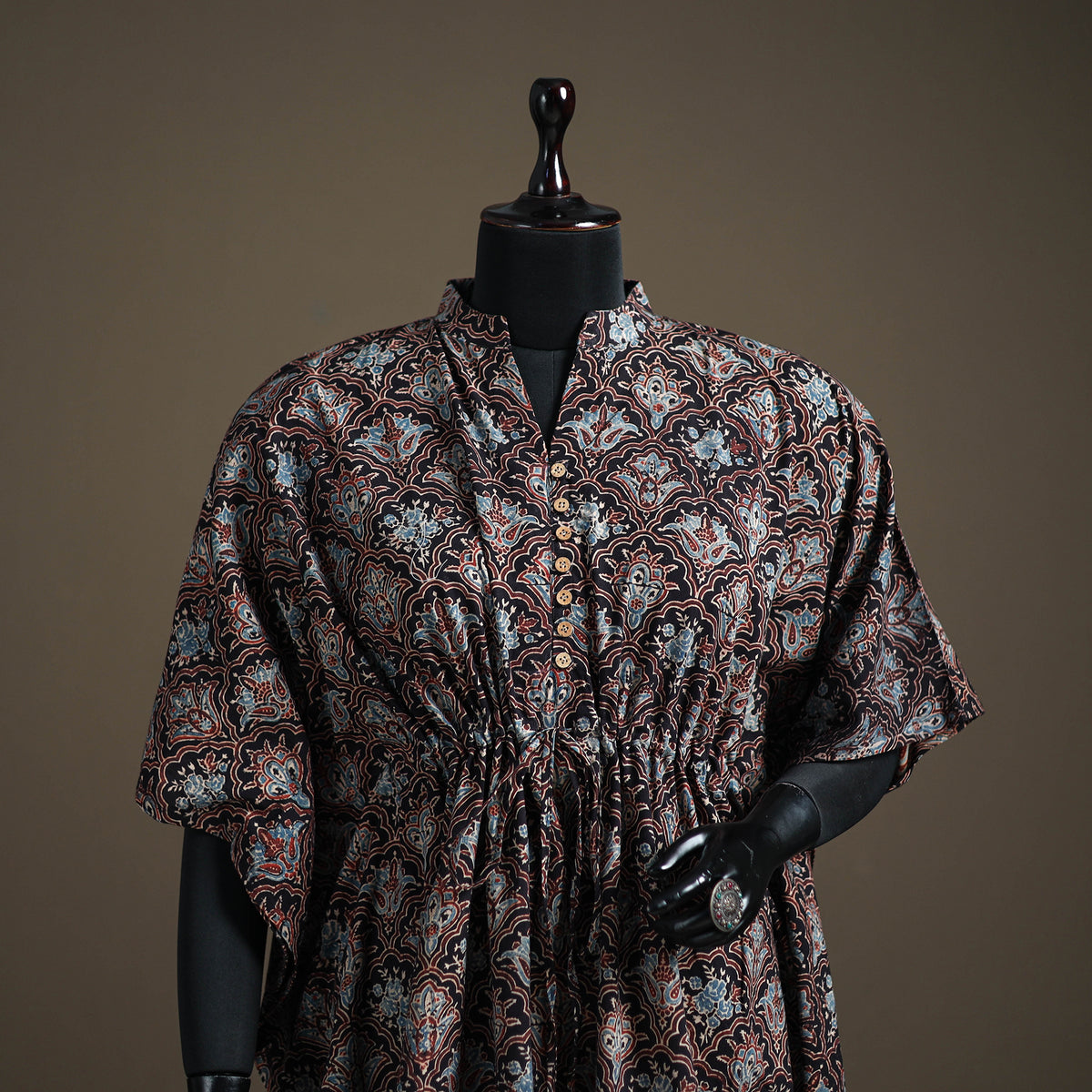 Ajrakh Hand Block Print Natural Dyed Cotton Kaftan (Medium) 81