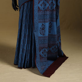 Bagh Hand Block Print Natural Dyed Cotton Saree 12