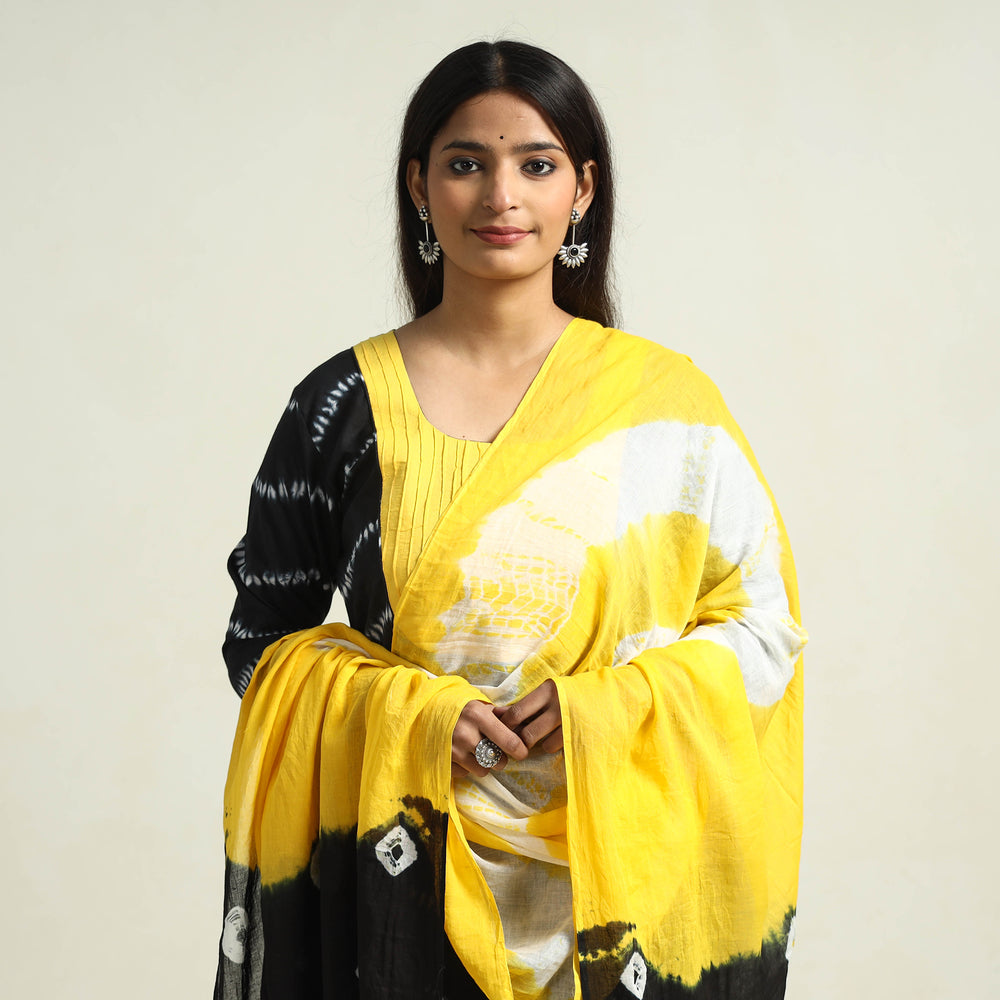 Shibori Kurta with Palazzo & Dupatta Set