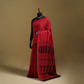 Bagh Hand Block Print Natural Dyed Cotton Saree 13