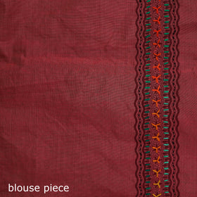 Pink - Bengal Kantha Hand Embroidery Silk Cotton Chapa Work Saree 11